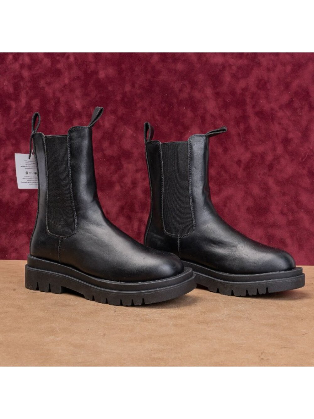Aquatherm Women Chlo Mid Calf Black Leather Festival Chelsea Boots sz 9